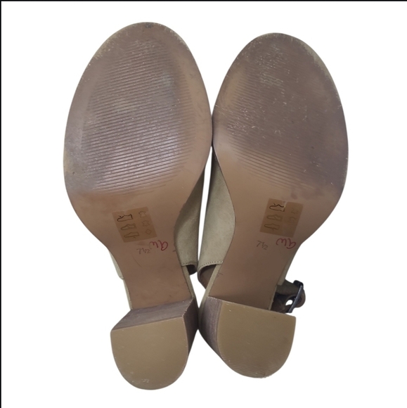 Madewell Cary Genuine Suede Leather  Sling Back Peep Toe Block Heel Sandals 7.5 - Picture 9 of 11